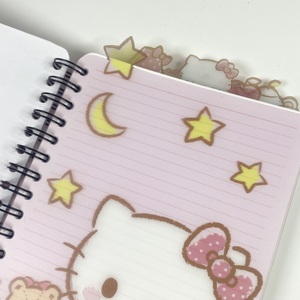 Großhandel Custom Colour ful Printed Kitty PP Cover Notizbuch Spiral bindung Notizbuch mit fünf PP Index teilern - Product Image 6