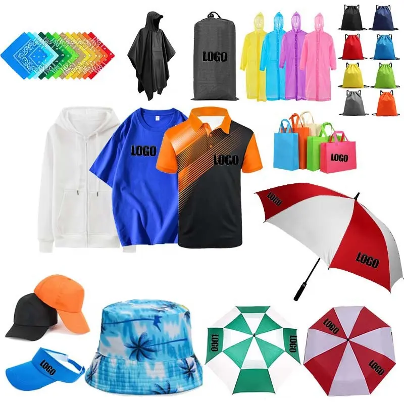 Custom Merchandising Corporate umbrella raincoat Promo Advertising cap shirt Gift Set With Logo Luxury Business Gift Item