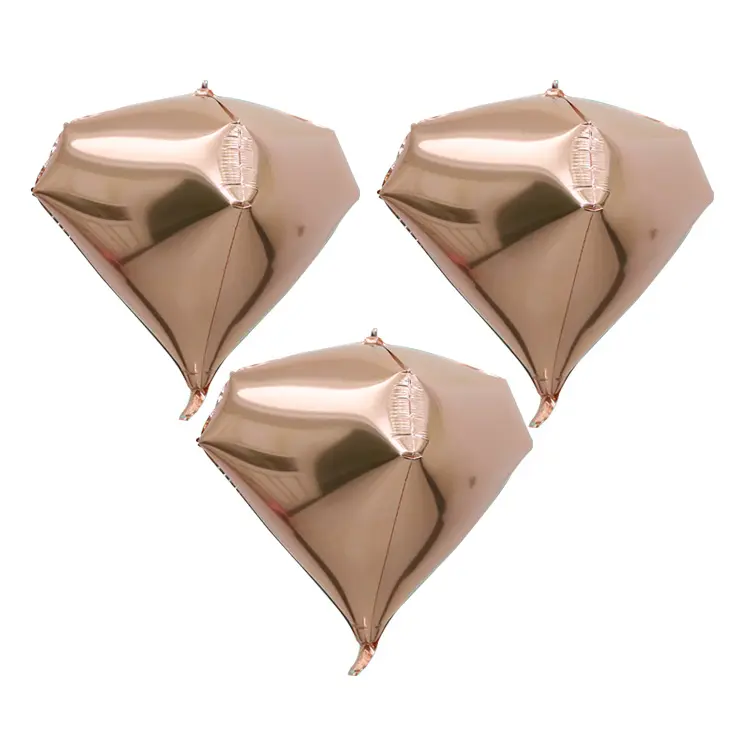 MTF-Globo metalizado de oro rosa Mylar, lámina de diamante de 27 pulgadas, 4D, para cumpleaños, boda