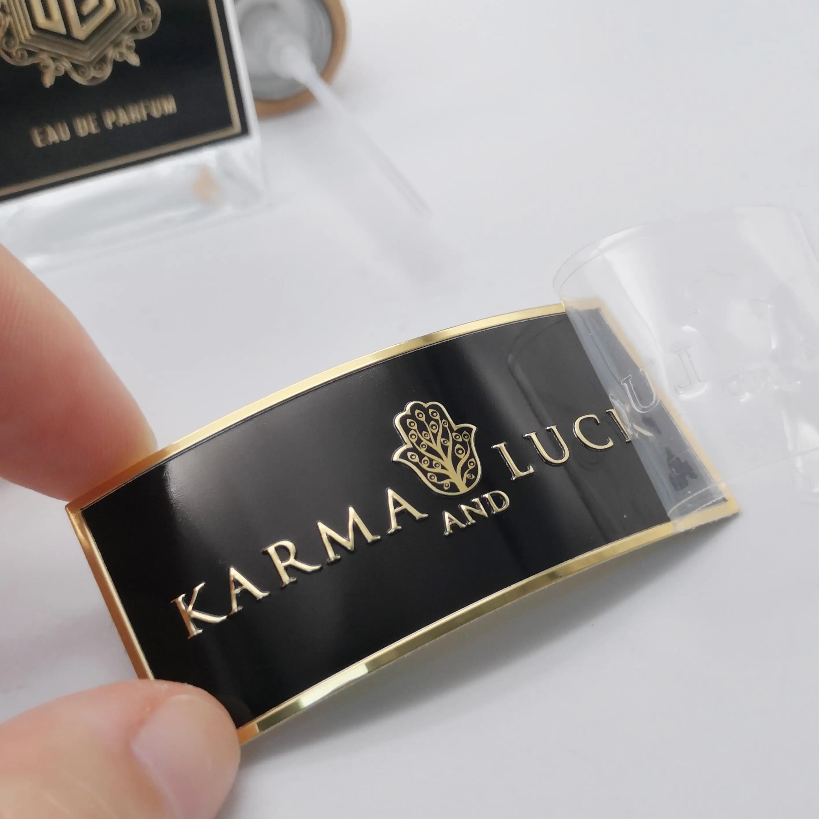 Adesivo de metal personalizado com gravura premium, para uso comercial, adesivos personalizados, etiqueta de logotipo, velas, etiqueta privada, perfumada