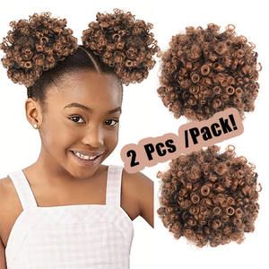 Vivian một hoặc hai miếng trong một gói Marley kinky tóc búi afro coily Puff dây rút đuôi ngựa cô gái trẻ em - Product Image 4