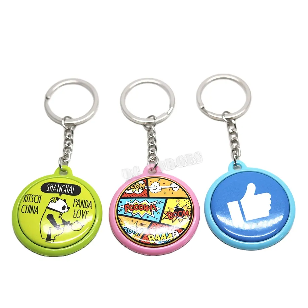 Porte-clés avec boutons colorés, 32mm, 1 pièce, Promotion cadeau, bricolage, matériel, capuchon