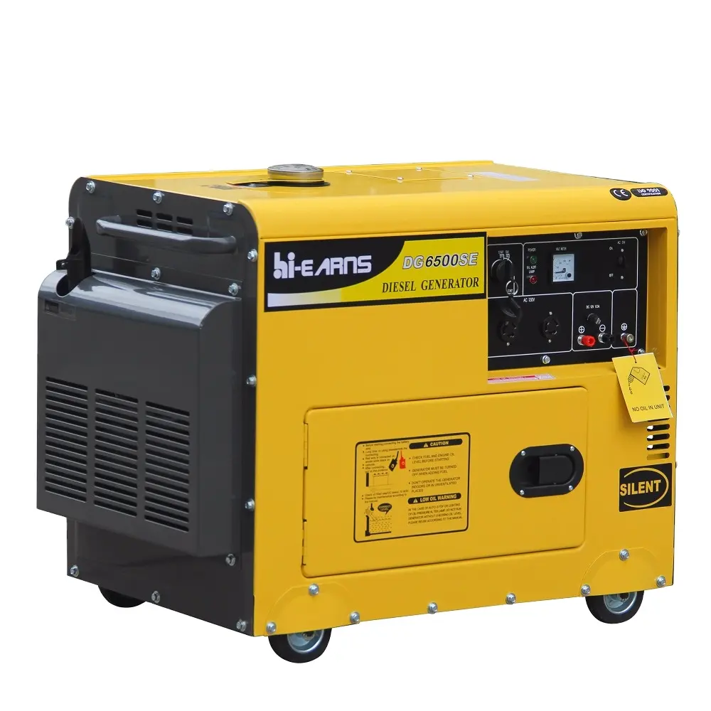 Hiears generator diesel senyap udara, generator daya diesel senyap, pendingin udara 6500 8500 11000 kW 5kVA
