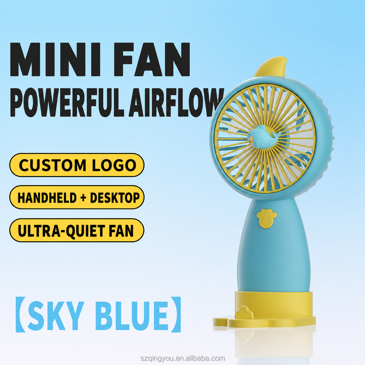 Sky Blue Happy Shark Fan with Custom Logo-MQ02