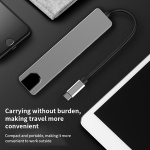 XPUT 4K <span class=keywords><strong>Hub</strong></span> <span class=keywords><strong>USB</strong></span> 3.0 RJ45 Multiport adaptörü şarj 6 in 1 alüminyum alaşım tipi C Laptop ve PC için uyumlu - Product Image 3