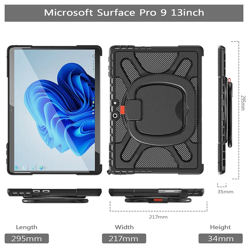 Housse de pare-chocs robuste pour Microsoft Surface Pro 9 10 13 pouces support de poignée rotative universel étui de protection pour tablette antichoc