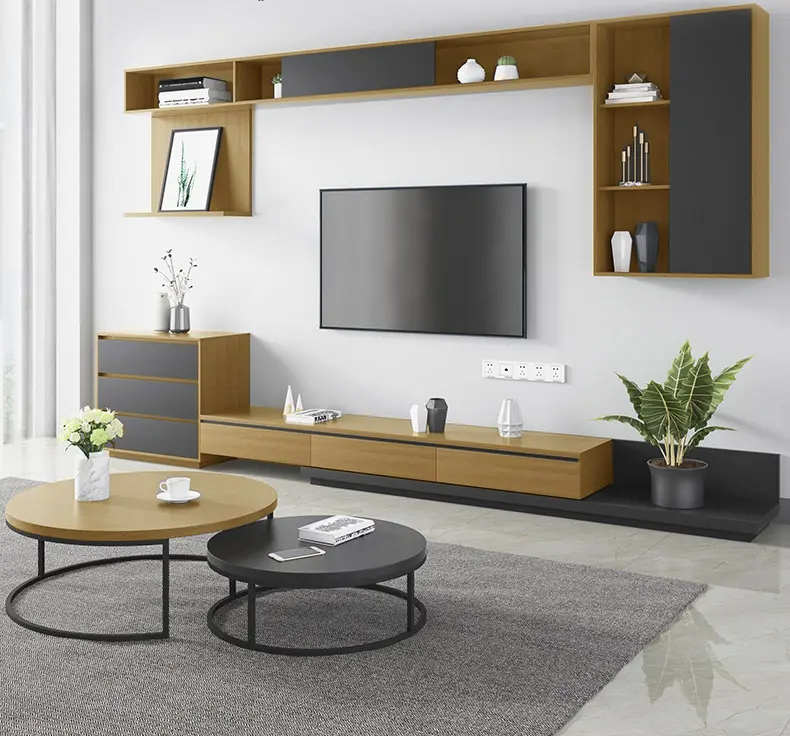 Новейшая современная деревянная мебель для гостиной, спальни, настенный шкаф для телевизора, подставка для телевизора, журнальный столик
