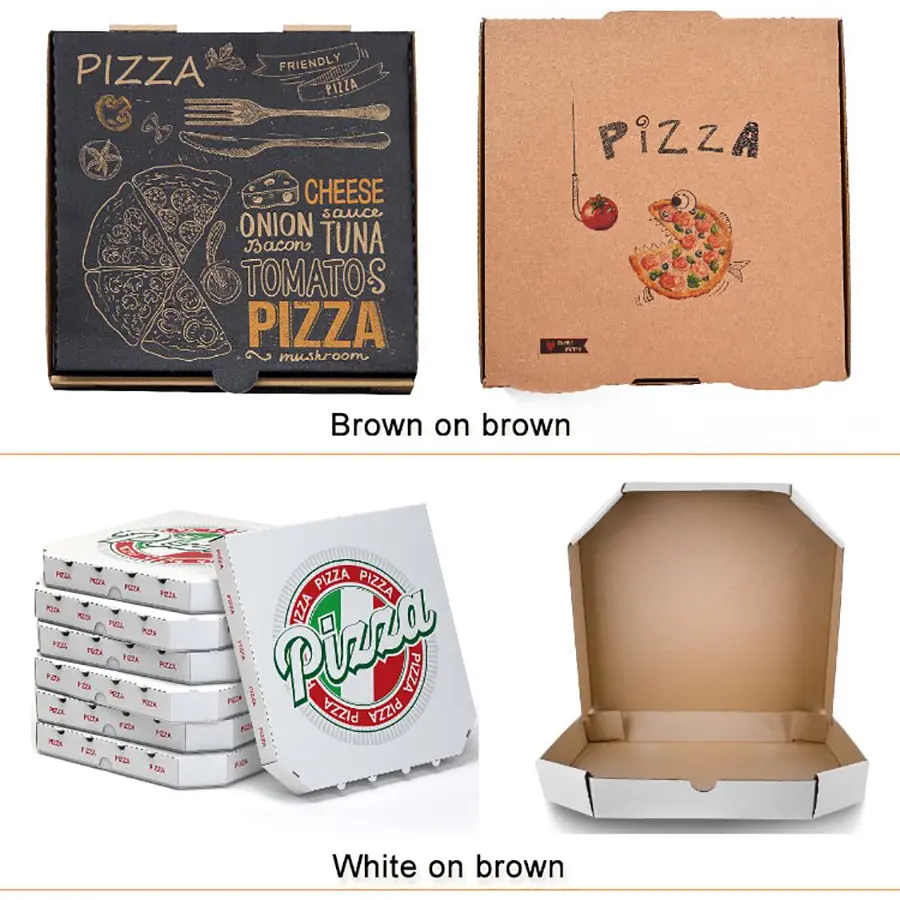 Pizza Box Food Grade Biodegradable Paper Box 12 14 16 18 Inch Custom Logo Printed Pizza Box
