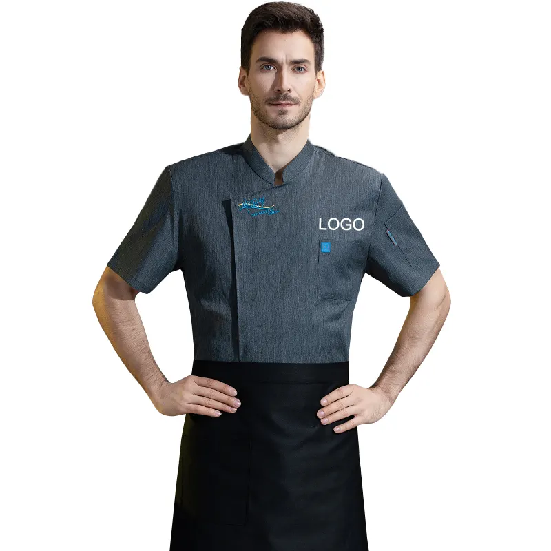 Pro şefler ceket kısa kollu su geçirmez mutfak üniforma restoran özelleştirilebilir şef mont