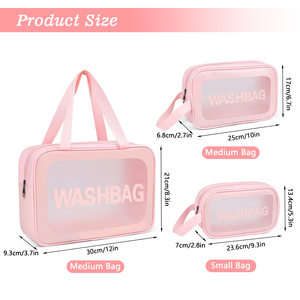 <strong>2025</strong> New Custom Logo Travel Cosmetic Bag Transparent Pink PVC Polyester Lining Open Saddle Zipper Handled Clear Makeup <strong>Pouch</strong> - Product Image 6