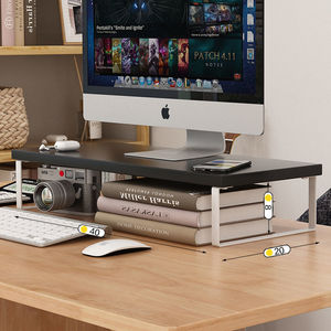 Supporto di Base per Monitor per Computer Desktop in legno con finitura in metallo mensola per aumentare l'utilizzo della tastiera da scrivania per la casa - Product Image 3
