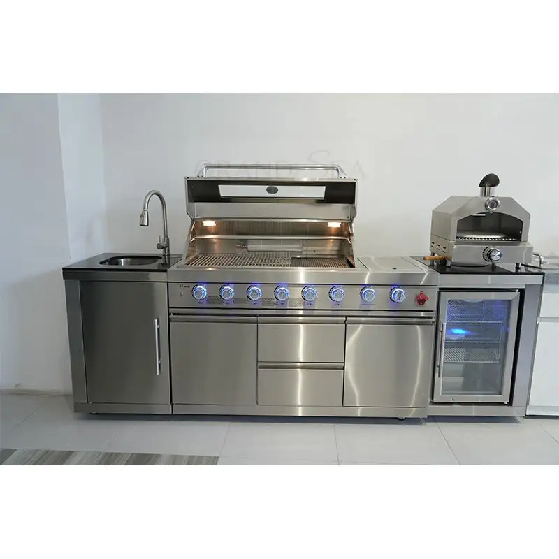 Gabinete de cocina personalizado aluminio construido en pequeños gabinetes de cocina de acero inoxidable 304 Precio de calidad superior
