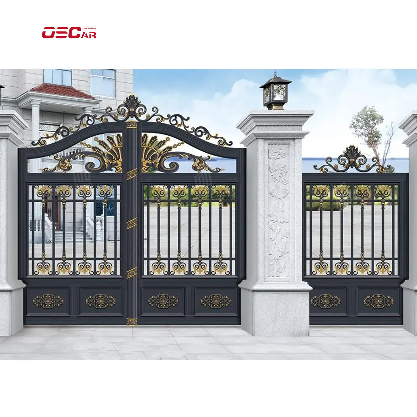 Puerta principal de hierro, personalizada, profesional, directa de fábrica, con diseños de acero