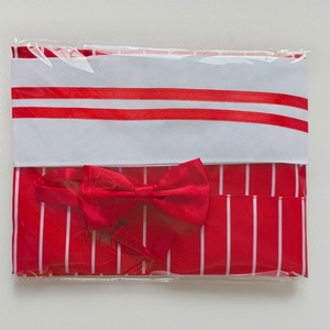 शास्त्रीय 1990 की वेटर पोशाक सेट एप्रोन हैट बोटी होटल रेस्तरां बार लाल और सफेद धारीदार एप्रन - Product Image 4