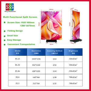 Custom Full-Color Drievoudig Led Posterscherm Dubbelzijdig Staand Draagbaar Indoor Draadloos Reclamescherm - Product Image 2