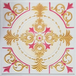 方形石膏天花板设计，3D彩色花卉设计 - Product Image 5