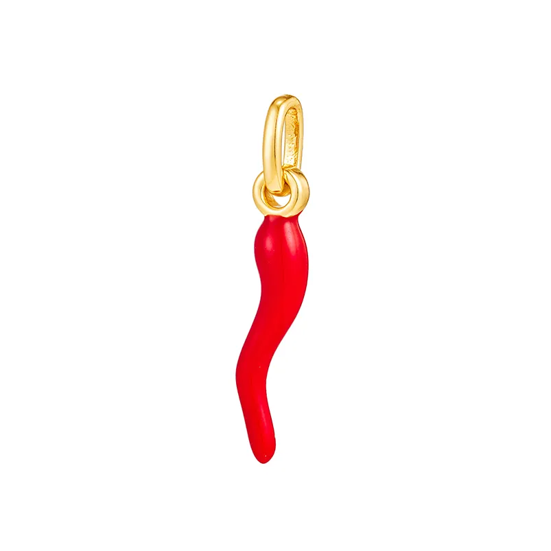 Gemnel venda quente 925 sterling silver 18k ouro vermelho chili esmalte charme ouro chili pingente colar