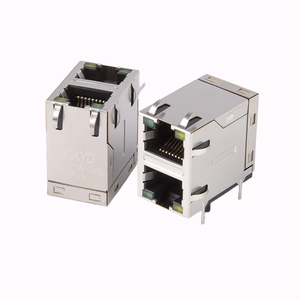 หัวต่อตัวเมียคู่1000BASE-T แจ็ค3ช่องชุบ6U ทองพร้อมขั้วต่ออีเทอร์เน็ต RJ45 LED - Product Image 1