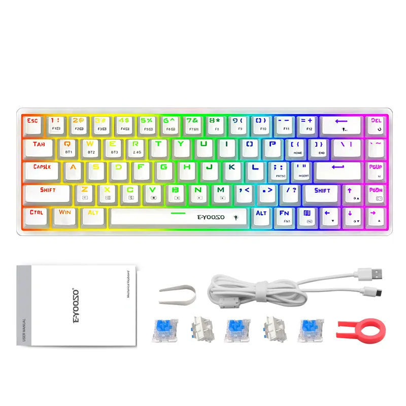 Nuevo modelo de teclado mecánico genial E-yooso Z686 Gaming PC personalizado RGB Teclado mecánico