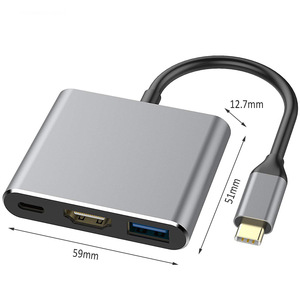 Hardware Software USB3.1 Tipo C a 4K HDTV USB 3,0 Estación de acoplamiento 3 en 1 USB C Hub - Product Image 6