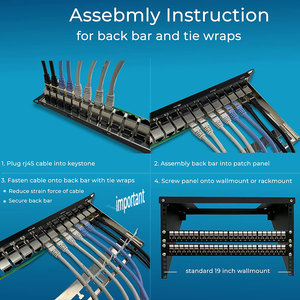 24 puertos Patch Panel Networking Rack Gabinetes Lan Cable sin RJ45 Keystone Jack para CAT6 CAT7 CAT5E Cable STP 1U Patch Panel - Product Image 6