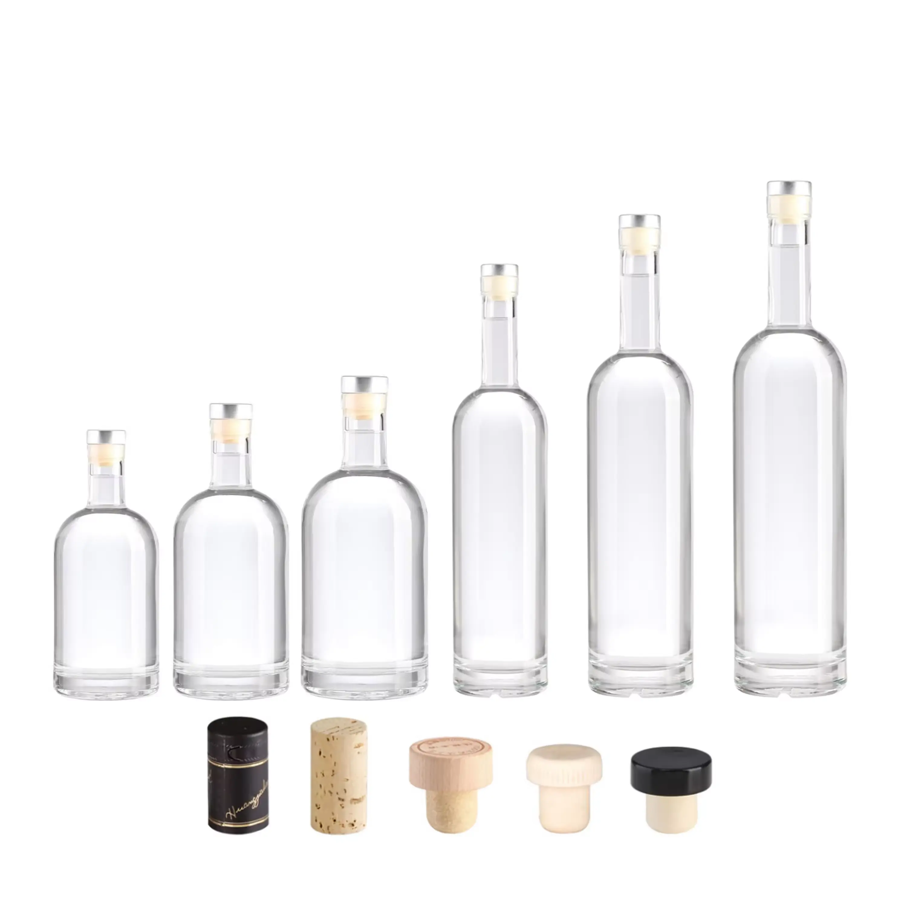 Garrafa de vidro fosco personalizado, frasco redondo vazio de 700 ml e 750 ml para bebidas nórdicas, 500 ml