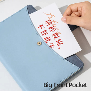 Impresión personalizada más nuevo Cahiers diario con almacenamiento de archivos bolsillo botón a presión Diseño doble capa cuero cuaderno A5 para oficina - Product Image 4