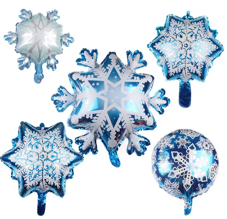 Inverno Congelato Fiocco di Neve Foglio di Mylar Palloncino Di Natale Decorazione A Tema di Neve A Forma di Foglio di alluminio Palloncino