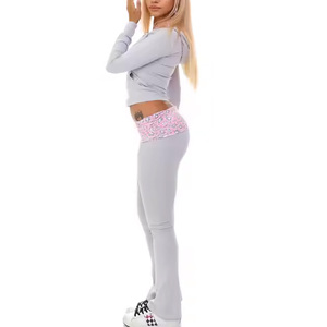 Y2k Leopard Print <strong>Matching</strong> Yoga Set Zip up Jacket Flare Legging Pants 2 Piece Set Custom Hooded Tracksuit Slim <strong>Fit</strong> Set for Women - Product Image 2