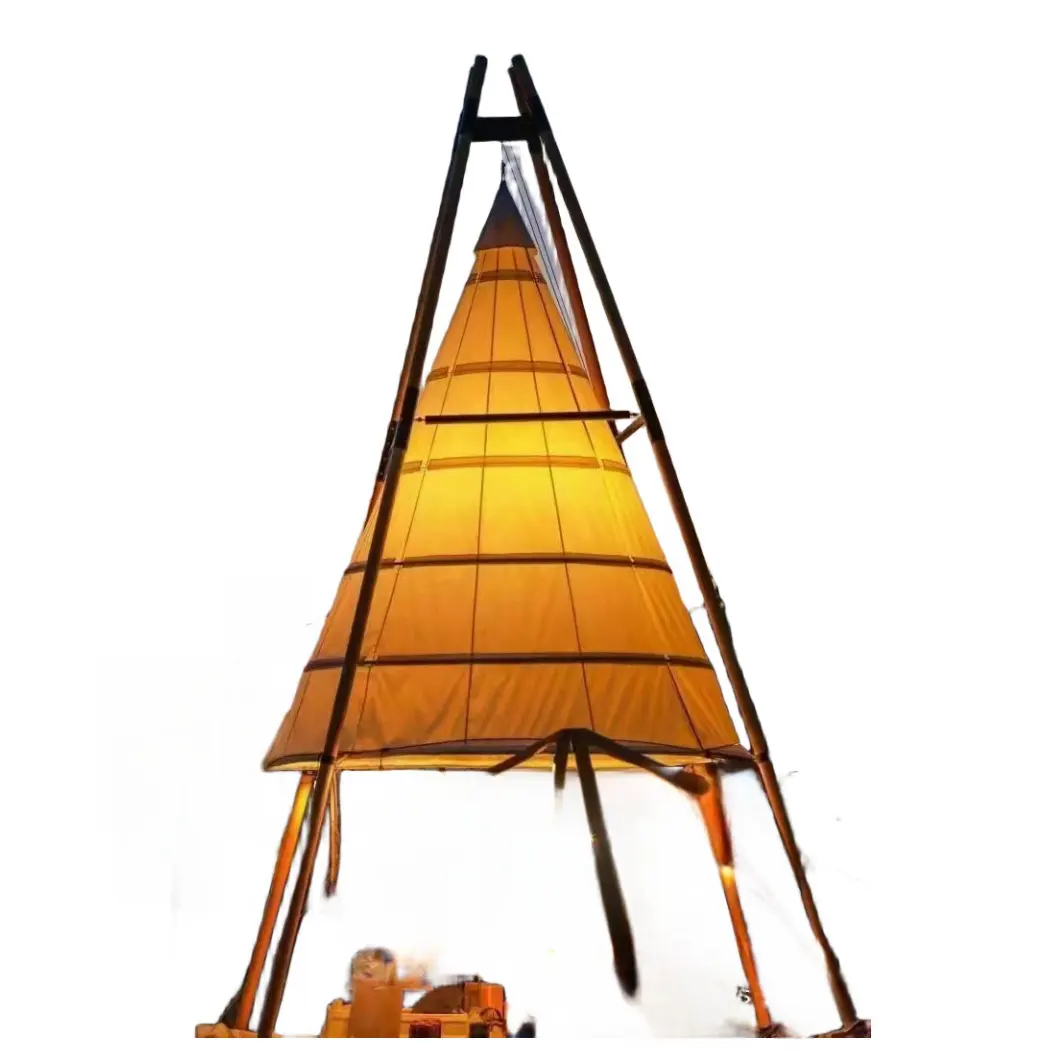 Barraca de bambu para festas grandes ao ar livre, novo modelo de lona para acampamento e glamping, tenda para casamento