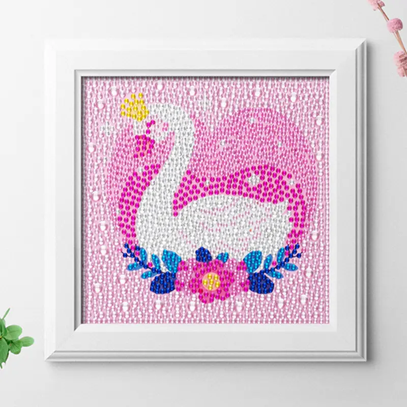 DIY Kids Diamond Painting Kits Cartoon Swan Love Heart Home Decor Diamond Painting Crianças DIY Painting With Frame