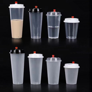 AT PACK新着カスタムシングルウォールインジェクションPPプラスチックカップ360ML500ML 600ML 700MLティージュースバブルミルク用ハードカップ