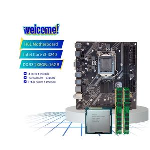 PANDL H61マザーボードコンボキットセットITX PlacaメインボードLGA1155コンピュータCPUコアI3 3240 DDR3 2X8GB 1600MHz H61マザーボード - Product Image 1
