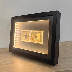 10x10inch 30x30cm khung màu đen và chúng tôi tiền khung ảnh bằng gỗ 4x9 inch Đen Đô La hóa đơn khung hộp tiền - Product Image 4