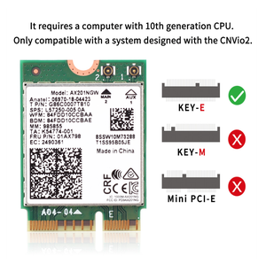 <strong>Wi</strong>-<strong>Fi</strong> 6 AX201 M.2 Key E CNVio 2 Wifi Card Dual Band 3000Mbps Wireless BT 5.0 2.4Ghz/<strong>5Ghz</strong> 802.11ac/ax AX201NGW - Product Image 4