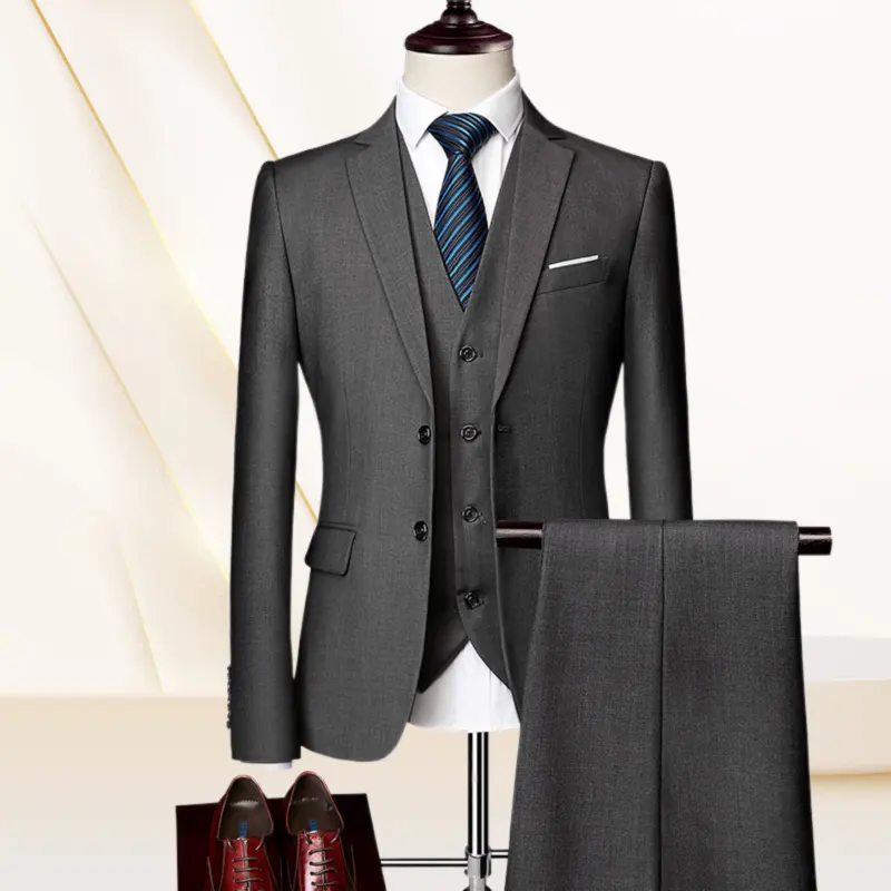 Luxus 3-teiliger Herren Hochzeitsanzug modisch Herren slim solide Farbe Geschäft Büroanzug-Sets große Größe Herren Blazer + Hosen + Weste 10%