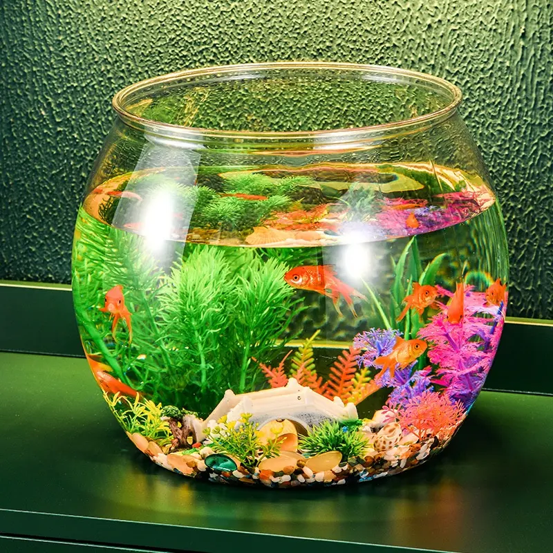 Nouveau PET Mini bol à poisson en plastique Aquariums acrylique poisson rouge réservoir bol clair rond gallon bol à poisson pour bureau maison bureau décor