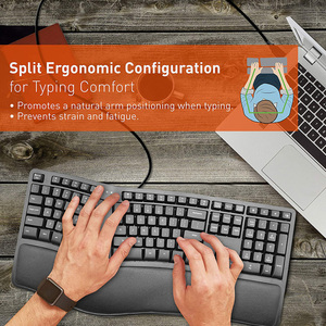 Business Office Ergonomic <strong>Keyboard</strong> with Wrist Rest USB Wired <strong>Keyboard</strong> 110 Keys Split <strong>Keyboards</strong> for PC <strong>Computer</strong> Notebook Laptop