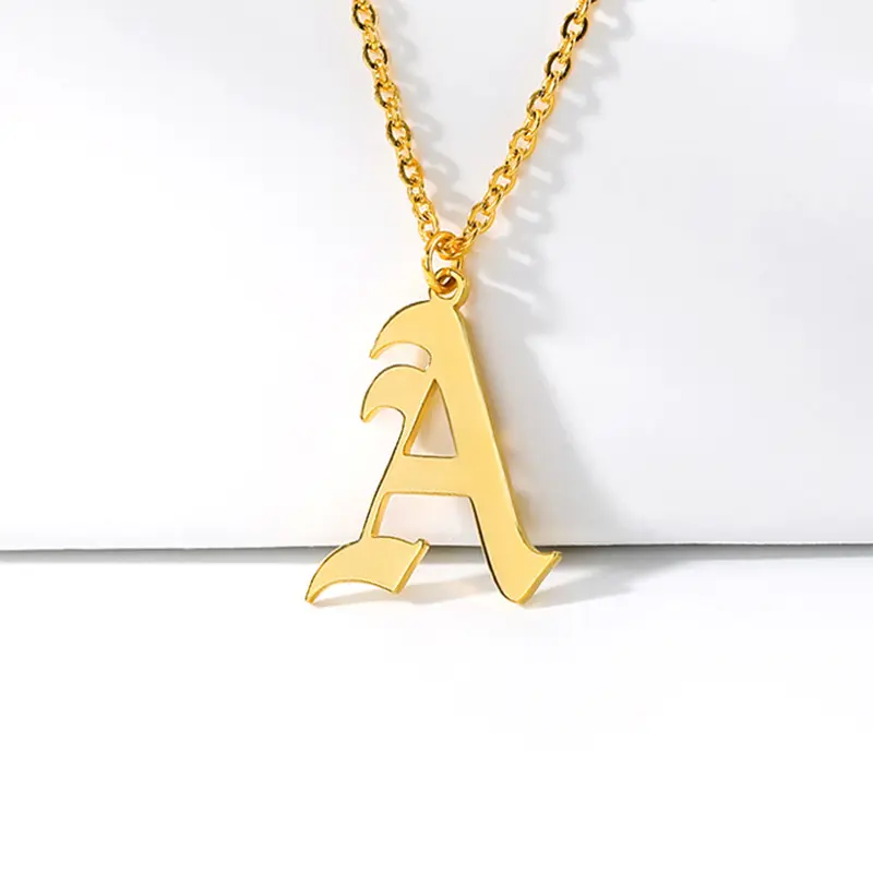 Suxuan Sieraden Groothandel Initialen Ketting Aangepaste Brief Ketting Voor Vrouwen Roestvrij Staal Gouden Ketting A-Z Letters Oud Engels