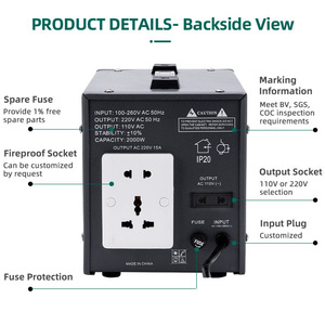 2000w वोल्टेज स्टेबलाइज़र 110v 220v एकल चरण वोल्टेज नियंत्रण रिले स्वचालित सिस्टम Lcd डिस्प्ले परीक्षण उपकरण - Product Image 5