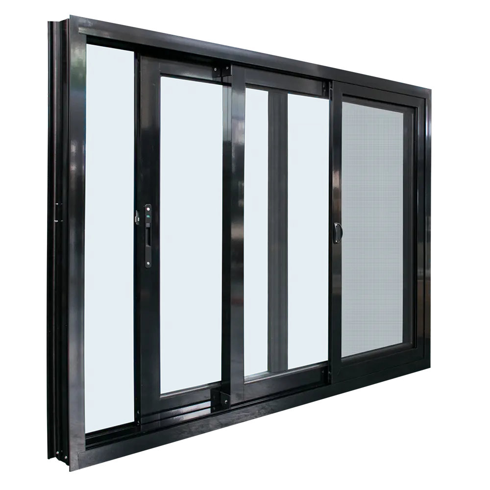 Ventana deslizante de aluminio de doble acristalamiento, ventanas deslizantes de interior de aluminio sin marco