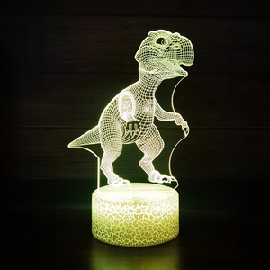 3D dinozor gece lambası 16 renk değişimi dekor Led Illusion lamba oturma yatak odası noel için uzaktan kumanda ile doğum günü hediyesi - Product Image 4