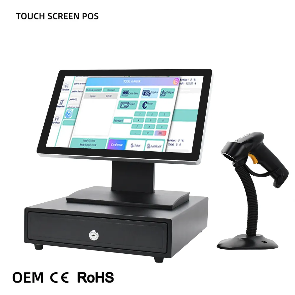 15.6 inch touch clover pos billing industrial touch pc support pos software and hardware for retail system