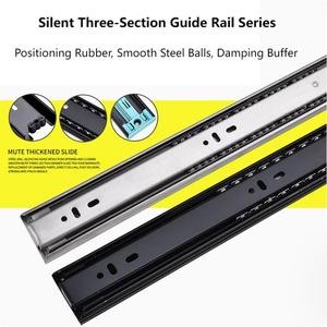 304 मोटी स्टेनलेस स्टील ड्रॉअर रेलों को नम करते हुए तीन-सेक्शन वार्डरोब विस्तारित औद्योगिक रेल तीन-सेक्शन रेल - Product Image 3