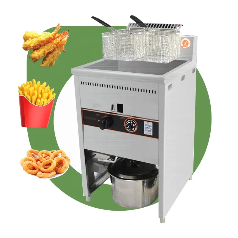 Oil Free Potato Chip Broasted Chicken Machine Tanque de propano Gás pesado Double Deep Fryer 30l Preço