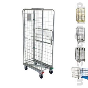 <strong>Logistic</strong> Cheap Warehouse Roll <strong>Container</strong> Trolley <strong>Nesting</strong> Zinc Storage Foldable Stacking Welded Transport Roll Cage - Product Image 1