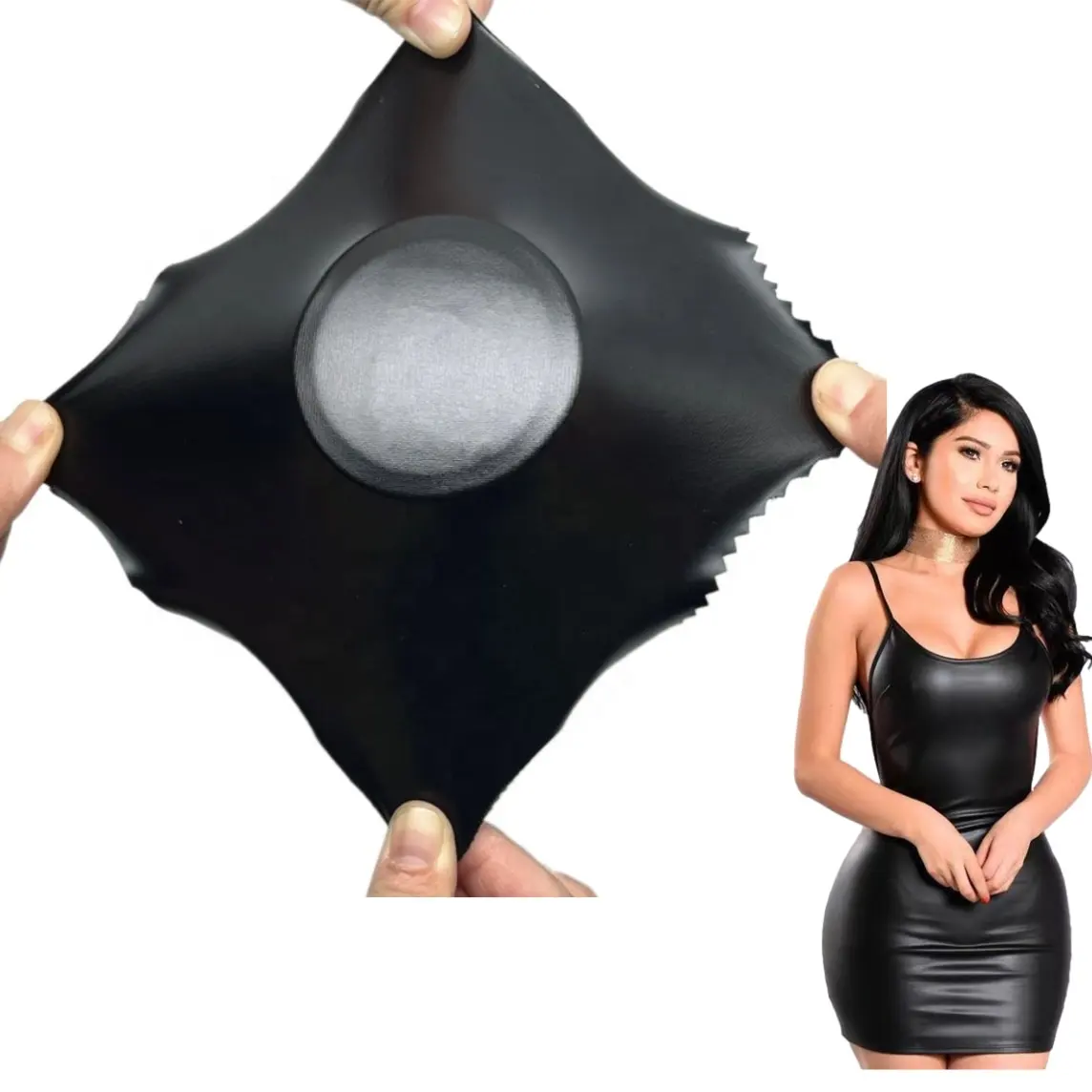 Cuero vegano sintético sin textura 4 formas spandex imitación cuero pu tela de cuero elástico para ropa