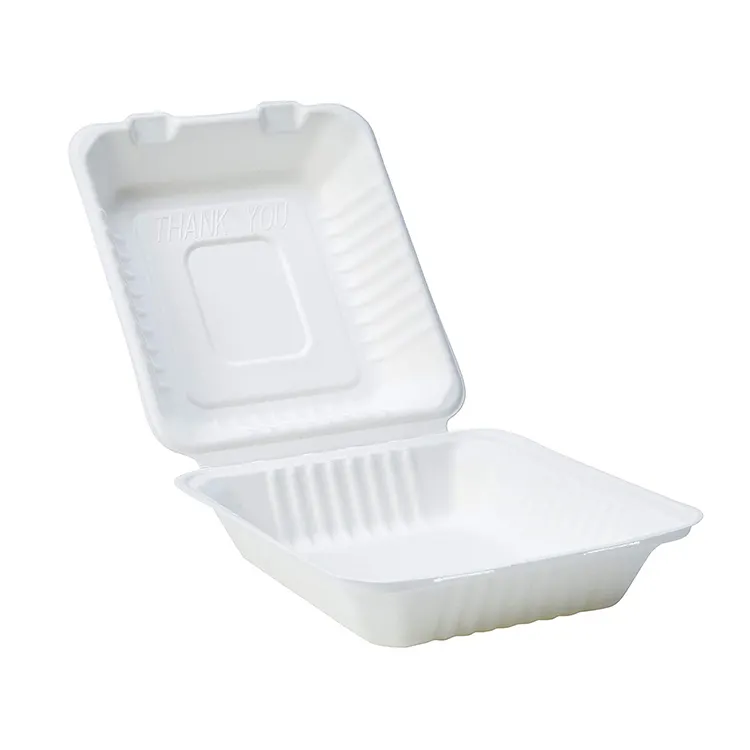Contenedor de comida biodegradables 8x8 gıda konteyner seti bagasse yemek kabı