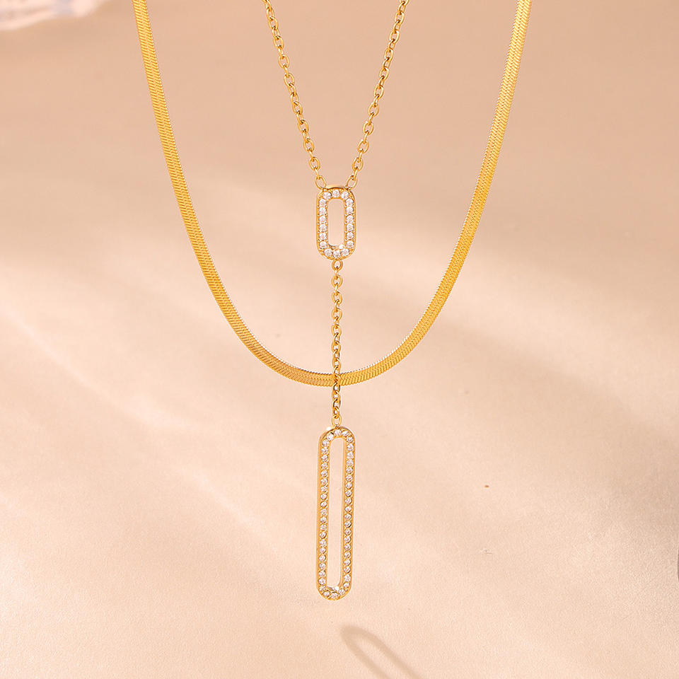 Conjunto de collar con colgante de barra minimalista, diseño de cadena delicada, joyería de moda para uso diario para regalar