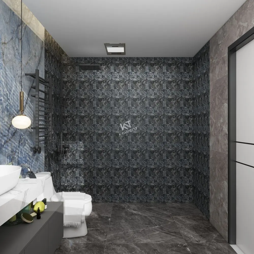 浴室の壁黒い正方形の形の艶をかけられた大理石の石のモザイクタイル